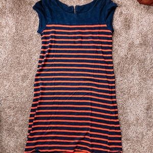 Orange & Navy Striped Dress